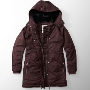 NWT Abercrombie  Fur Hood Puffer Parka Jacket Coat
